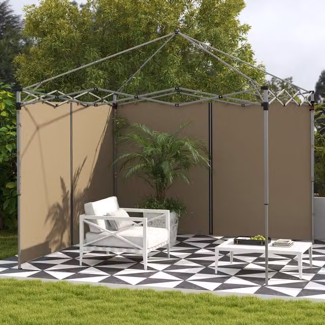 Outsunny 2 Pack Beige Polyester Side Panels for 3x3m or 3x6m Pop Up Gazebo