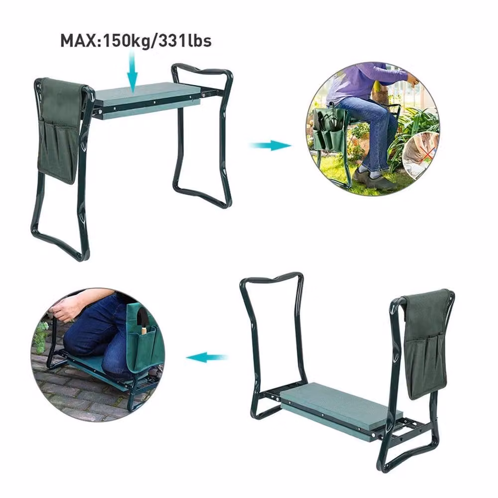 NESTLUNE Heavy Duty Portable Foldable Foam Padded Garden Kneeler in Green – 4