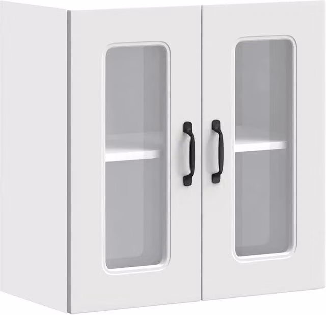 Berkfield Home Kalmar White Wall Mounted Kitchen Cabinet with Glass Doors and Internal Shelves