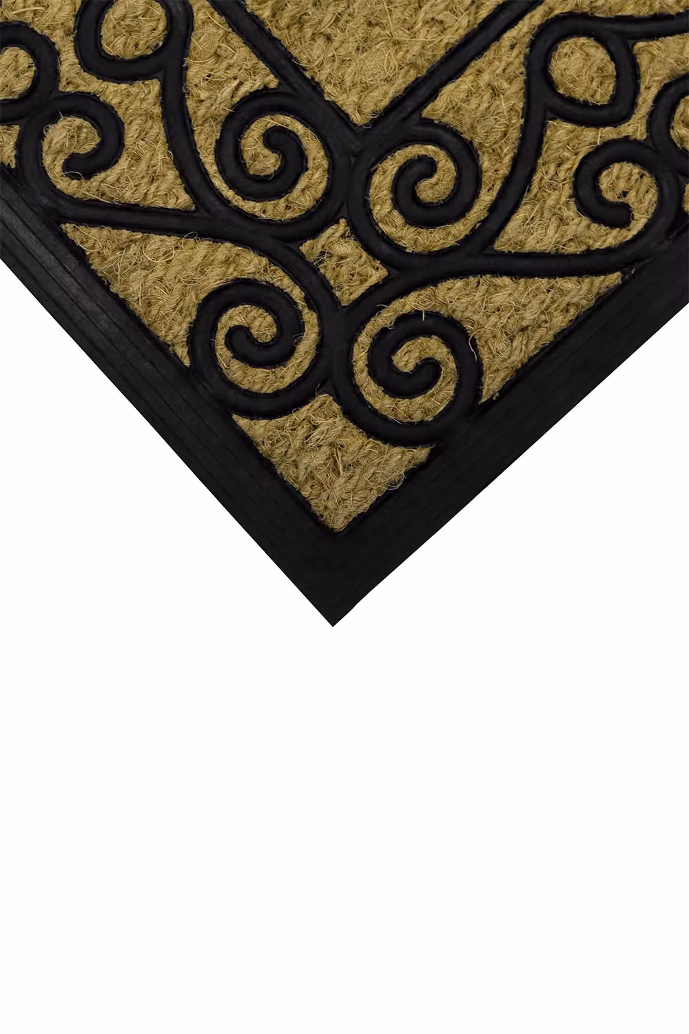 JVL Woven Coir and Rubber Tuffscrape Doormat in Beige and Brown, W: 45 cm, D: 75 cm – 3