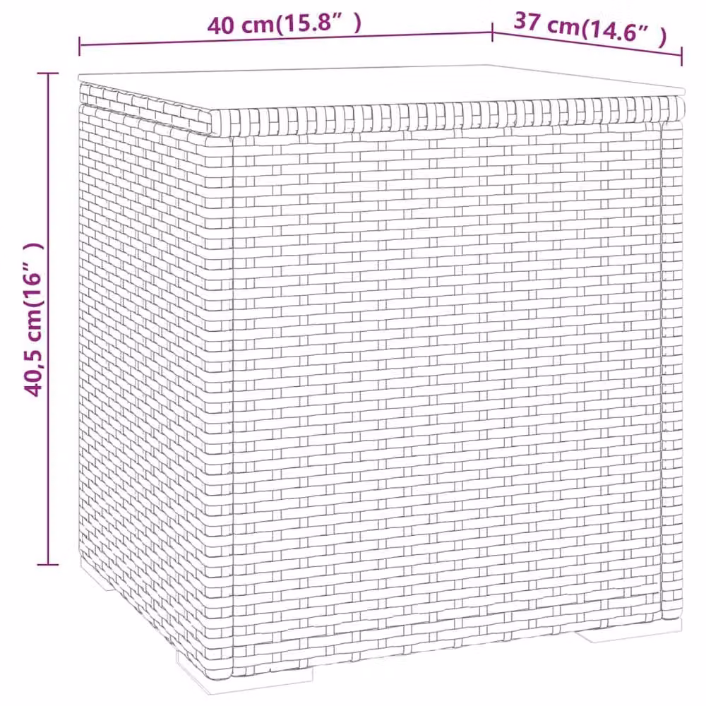Berkfield Home Grey Poly Rattan and Tempered Glass Side Table W/D/H: 40 x 37 x 40.5 cm – 3