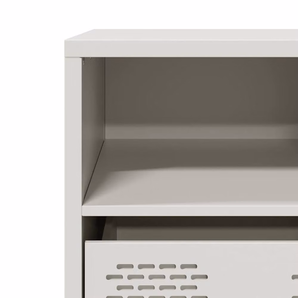 Berkfield Home White Industrial TV Cabinet in Matt Cold-rolled Steel, W: 101.5 cm, D: 39 cm, H: 43.5 cm – 4