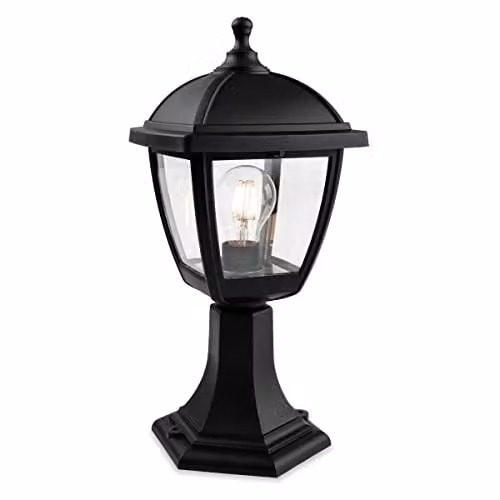 Netlighting Palma 4 Panel Outdoor Pedestal Light, Black, IP44, E27