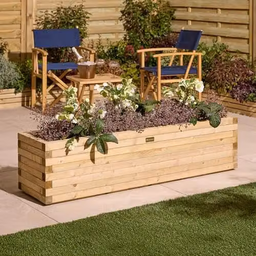 Rowlinson Premier Patio Trough Planter in Brown, W: 150 cm, D: 40 cm, H: 37 cm