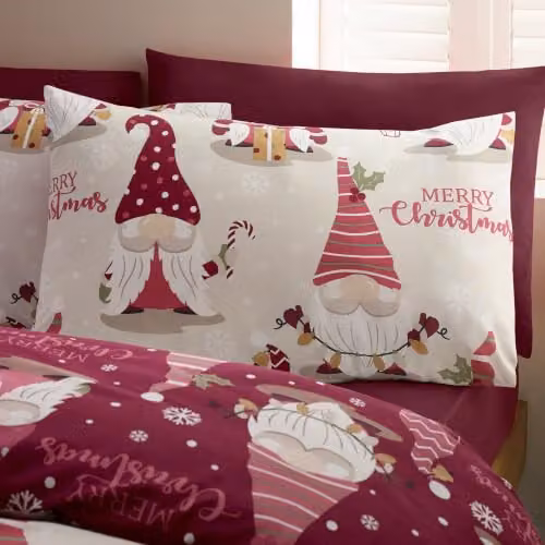 Catherine Lansfield Christmas Gonks Reversible Double Duvet Cover and Pillowcase Set in Purple, W/D/H: 200 x 200 cm – 2