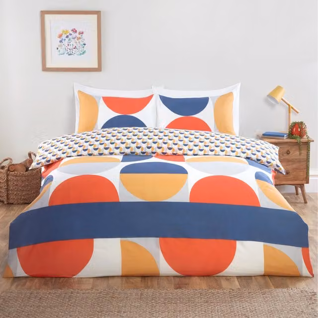 Rapport Home Baltimore Graphic Microfibre Polyester Complete Duvet Set with Pillowcase and Fitted Sheet, Multicolour, W: 140 cm, L: 200 cm
