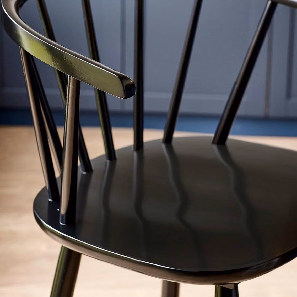netfurniture Mayfair Black Solid Oak Wood Bar Stool – 5