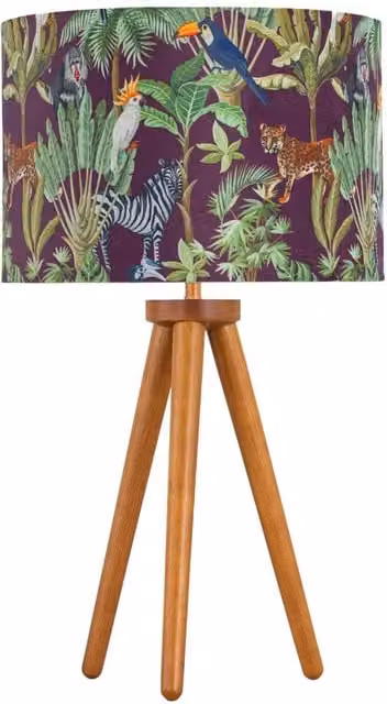 First Choice Lighting Voyage Dark Oak Table Lamp with Brown Safari Velvet Shade – 1