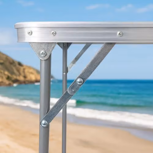 Harbour Housewares White Folding Trestle Table with Wood Top, W: 80 cm, D: 60 cm, H: 69 cm – 3