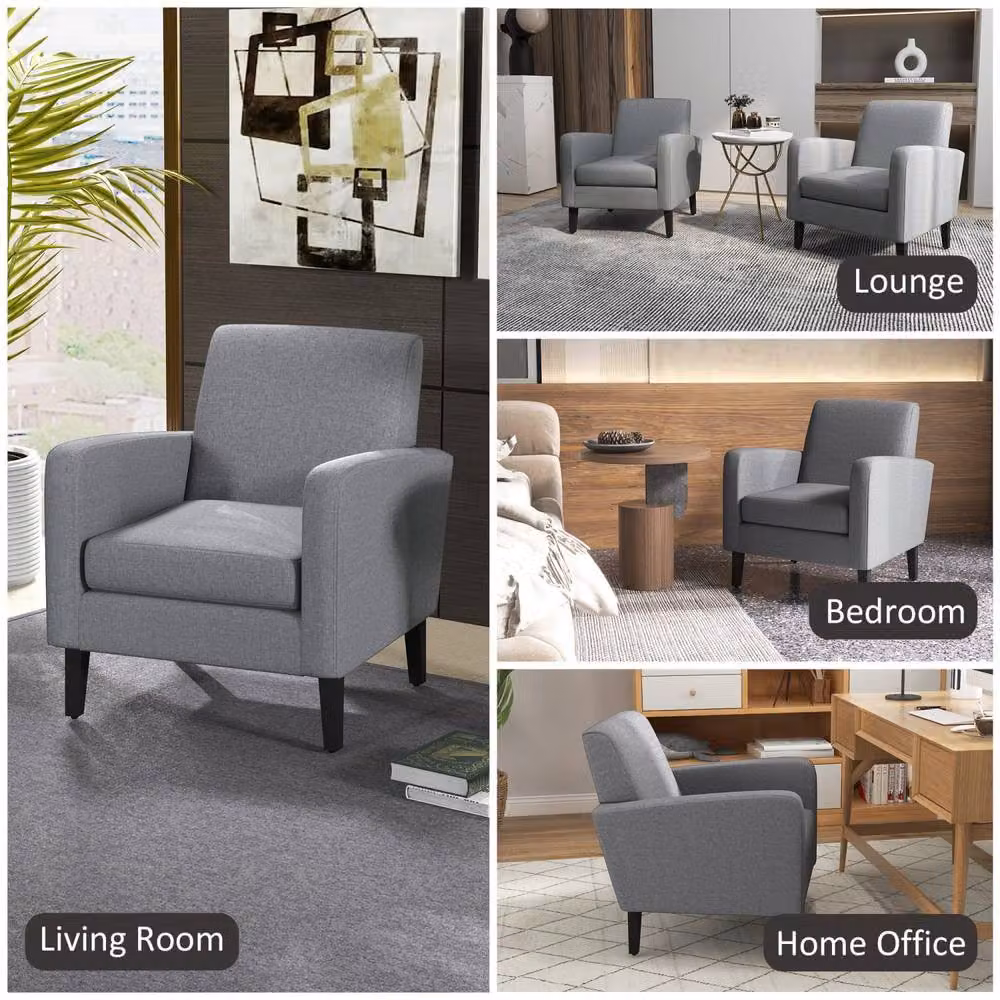 Wyld Haus Notayo Grey Fabric Accent Armchair with Black Legs – 4