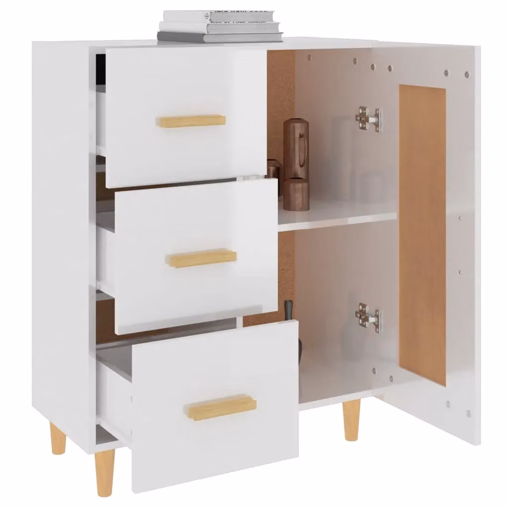 Berkfield Home High Gloss White Sideboard in Engineered Wood W/D/H: 69.5 x 34 x 90 cm – 2