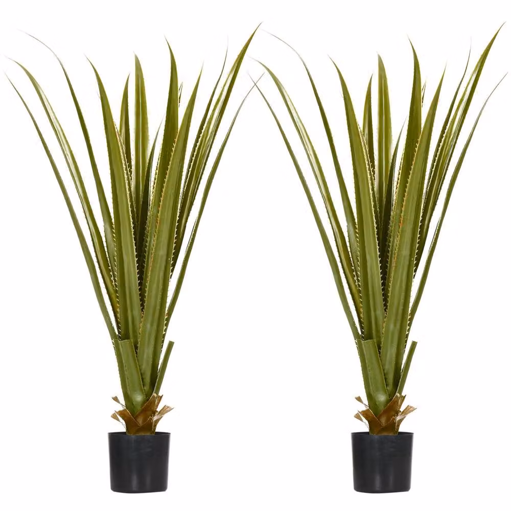 Wyld Haus Robanne Set of 2 Green Artificial Agave Style Succulent Plants in Plastic Pots – 2