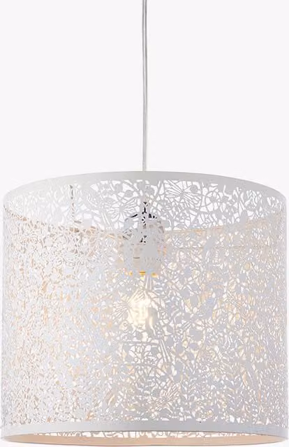 Perch & Parrow Cicero Small Cylinder Lamp Shade in Beige and White Metal