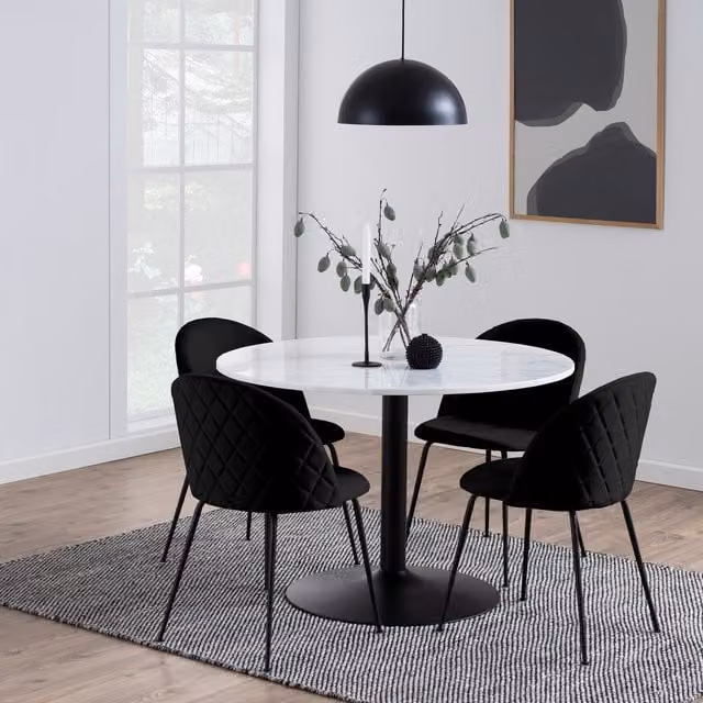 Furniture To Go Tarifa Round Dining Table, Black Marble, Diameter: 110 cm