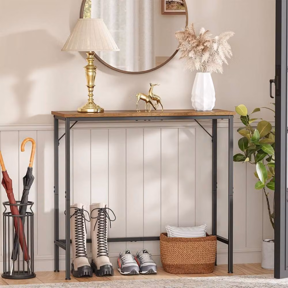 FORGEVIO Slim Console Table, Rustic Brown, W/D/H: 75 x 24 x 75 cm – 3