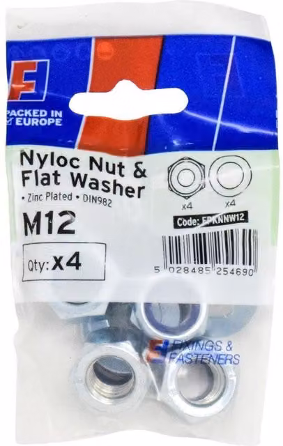 Forgefix Nyloc Nut and Washer Set, Galvanised Silver and Multicolour