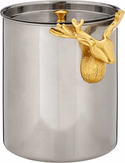 Orsina Atholl Stainless Steel Ice Bucket with Lid in Silver and Gold, W/D/H: 16 x 16 x 16 cm