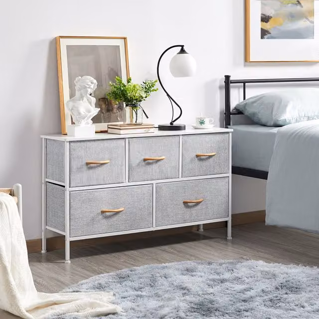 Yaheetech Modern Grey Freestanding Fabric Storage Tower
