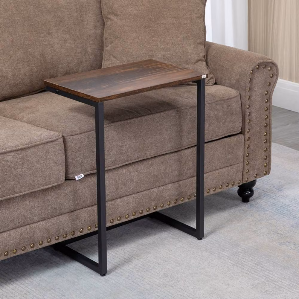 STILVORA Set of 3 Nesting Side Tables with Industrial Steel Frame in Rustic Brown and Black – 2