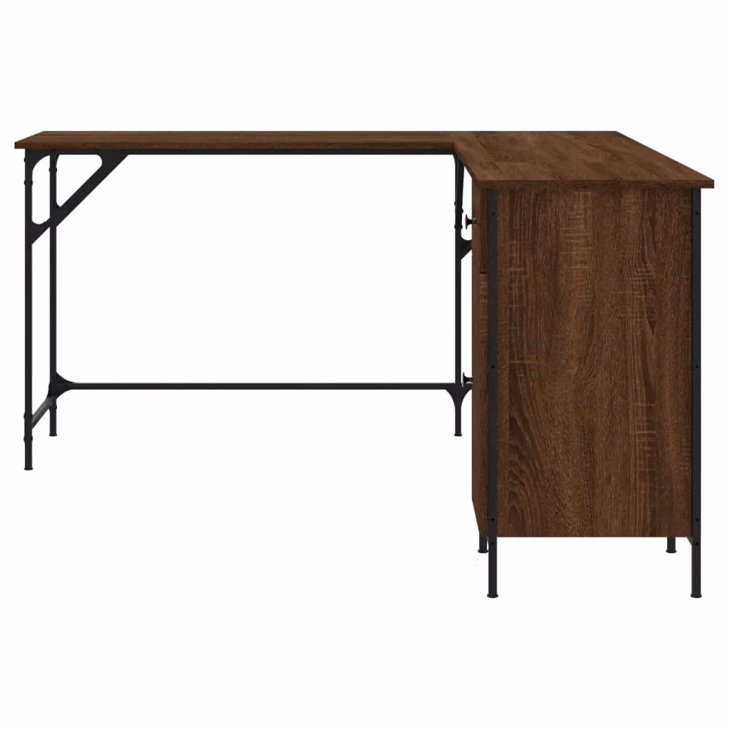 Berkfield Brown Oak Corner Home Office Desk, W/D/H: 141 x 141 x 75 cm – 3