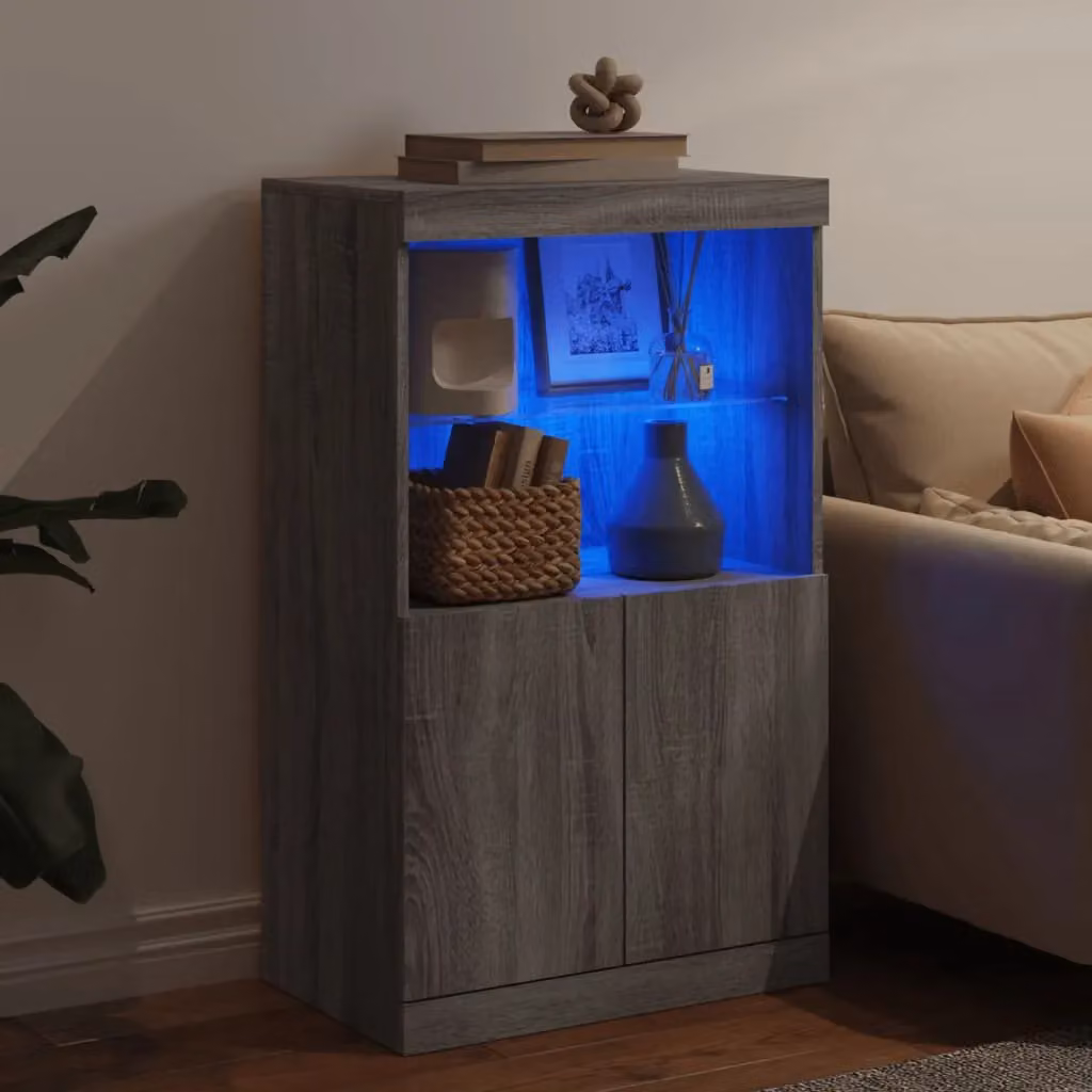 Berkfield Home Modern Sideboard with Integrated LED Lights in Grey Sonoma, W/D/H: 60.5 x 37 x 100 cm – 3