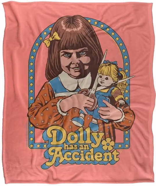 Steven Rhodes Dolly Has An Accident Super Soft Fleece Throw Blanket, Multicolour and Pink, W/D/H: 91 x 147 cm – 1