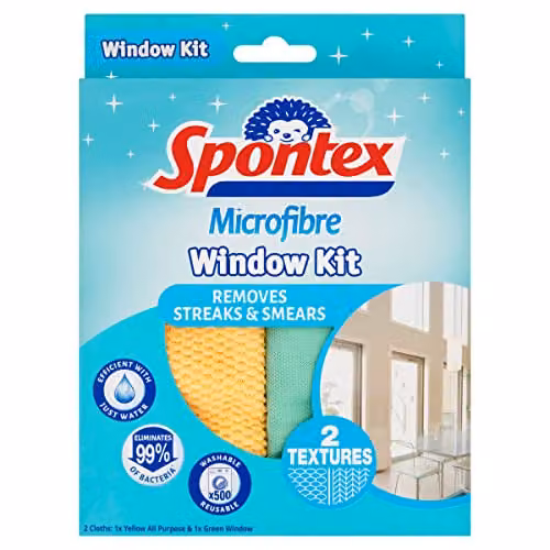 Spontex Microfibre Window Kit in Multicolour