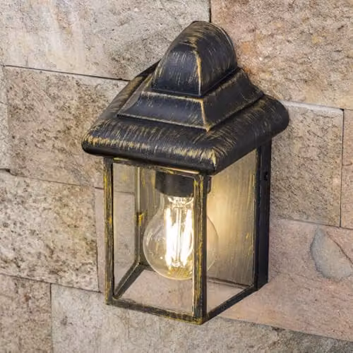 CGC Lighting Camila Classic Aluminium Outdoor Wall Lantern in Bronze with Transparent Diffuser, IP43, E27