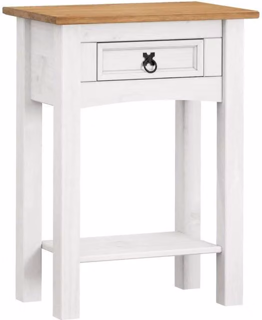 Mercers Furniture Kelvenix White Waxed Pine Console Table with 1 Drawer