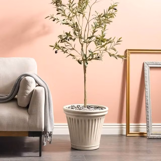 Wyld and Coco Beige Round Planter, Diameter: 43 cm