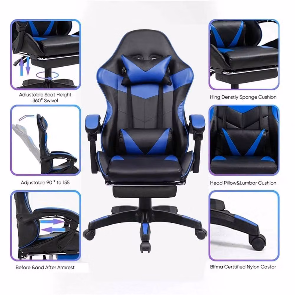 EONLION Black PU Leather Gaming Chair for Home and Office – 4