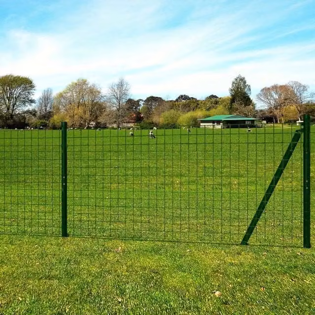 Berkfield Home Euro Fence Green PVC-Coated Steel Wire Mesh, W: 25 m, H: 1.7 m – 1