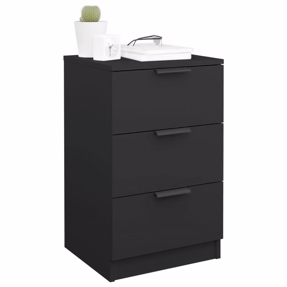 Berkfield Home Modern Bedside Cabinets, 2 Piece Set, Black, W/D/H: 40 x 36 x 65 cm – 4
