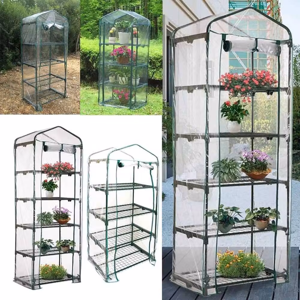 NESTLUNE 4 Tier Mini Greenhouse Garden Plant Grow Bag in Transparent, W/D/H: 100 x 15 x 15 cm – 2