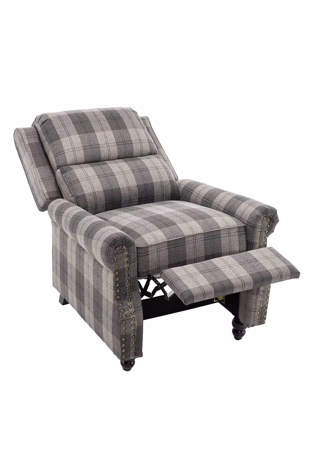 Garden Sanctuary Modern Grey Linen Recliner Armchair with Integrated Footrest – 2