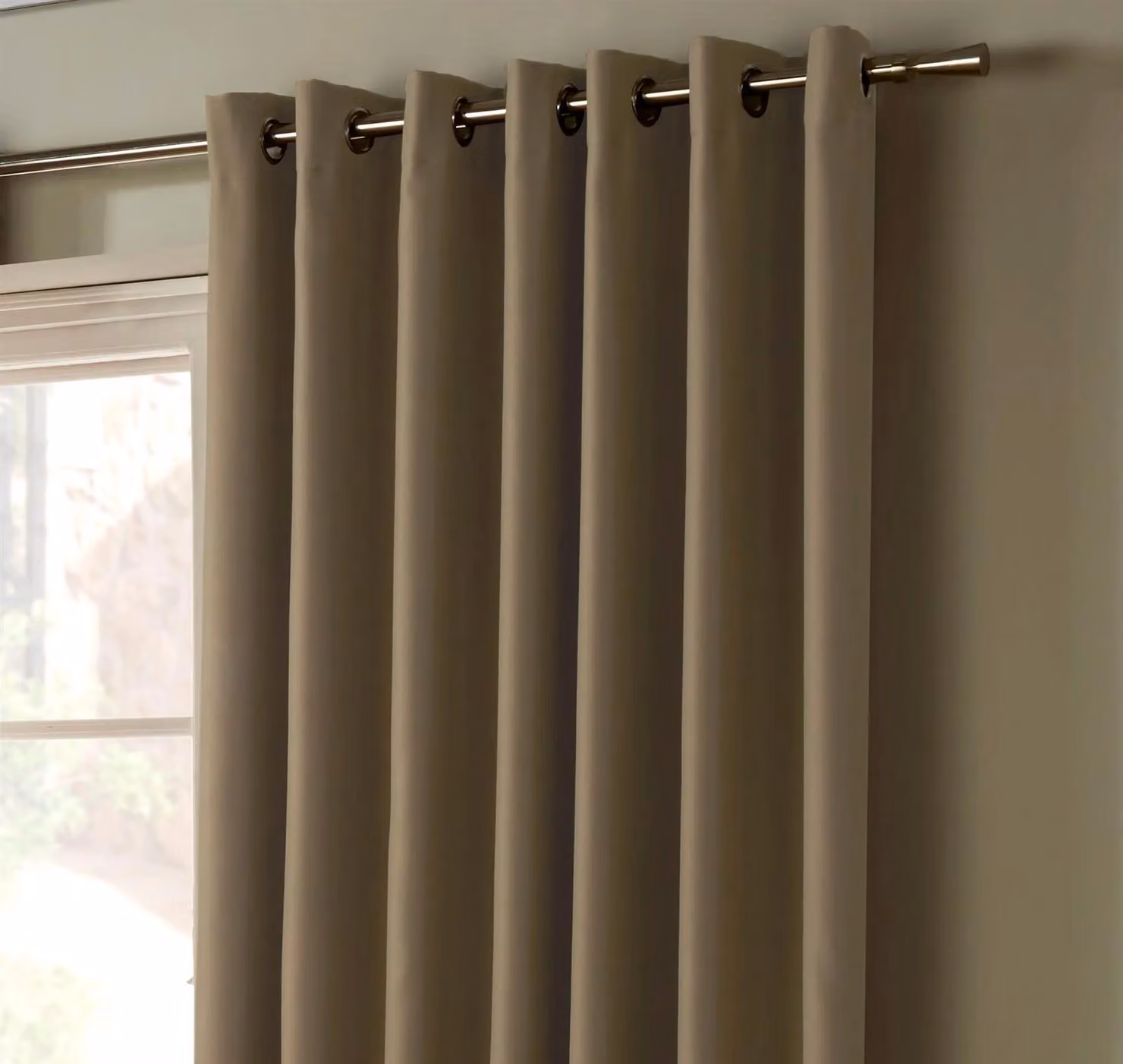 Luxury Living Plain Beige Blackout Eyelet Curtains, W: 117 cm, D: 183 cm – 2