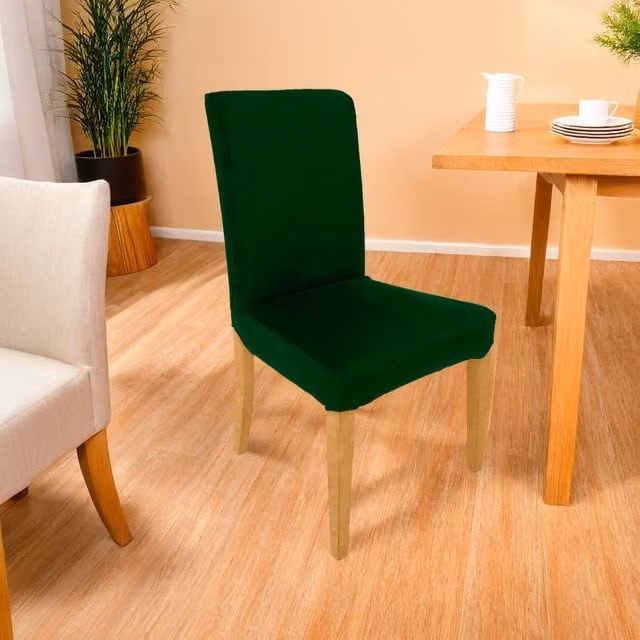 Gardenista Green Velvet Dining Chair Slipcovers with Removable Seat Protector