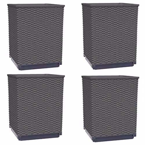 vidaXL Set of 4 Black Polypropylene Planter Tubs, W/D/H: 30 x 30 x 37 cm – 1