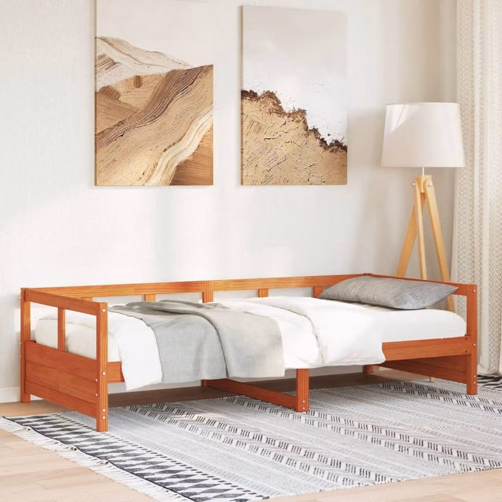Berkfield Home Rustic Wax Brown Solid Wood Pine Daybed W/D/H: 80 x 200 cm – 2