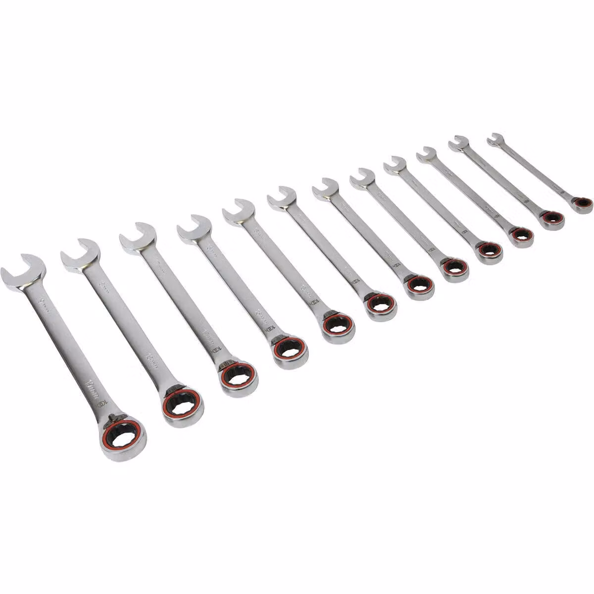 Loops 12-Piece Reversible Ratchet Combination Spanner Set in Silver and Multicolour Chrome Vanadium Steel – 3