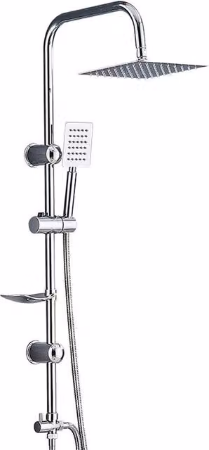 SPETLEK Silver Rain Shower Head and Handheld System Faucet Set with Wall Bar