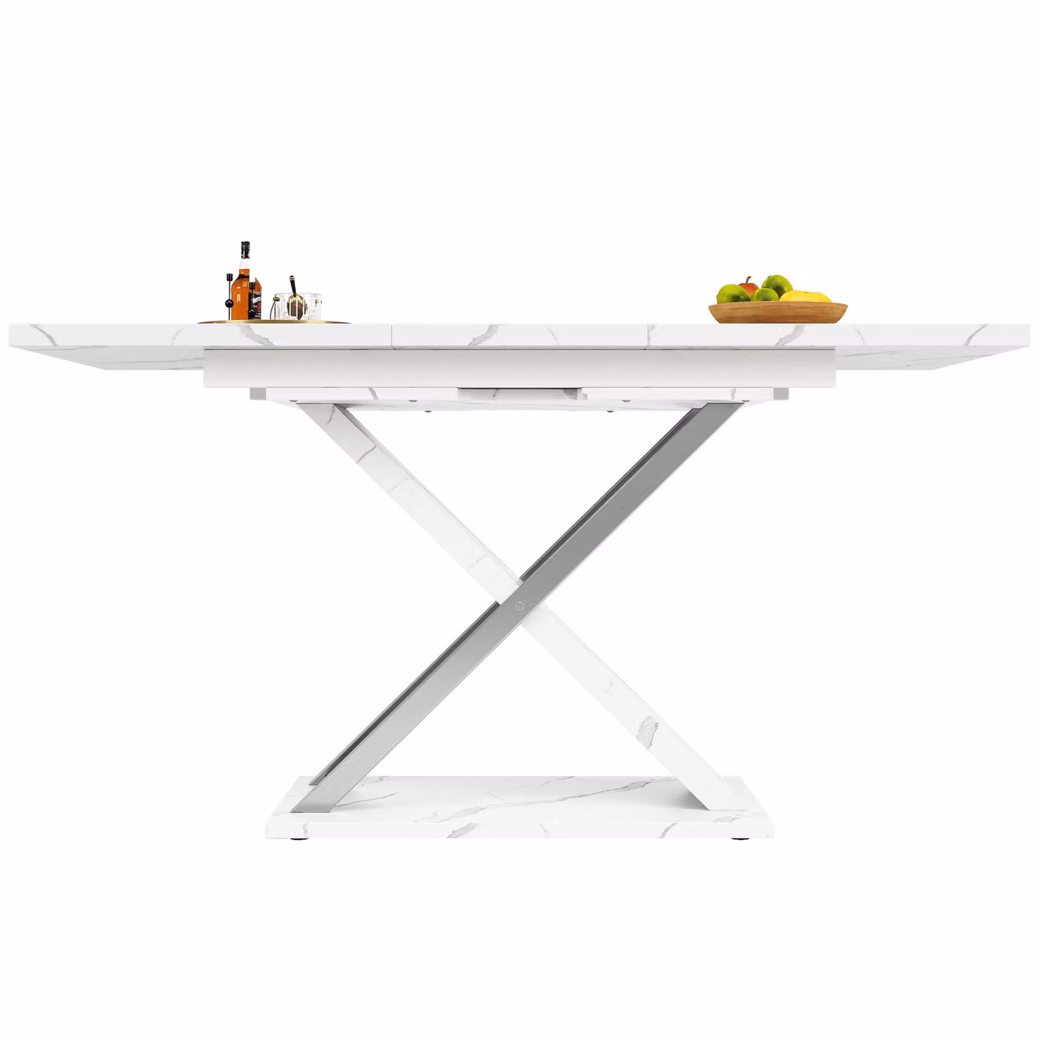 Aosom UK White Extendable Dining Table with Locking Silent Metal Guide Rails, W: 75 cm, D: 118-157 cm, H: 76.5 cm – 2