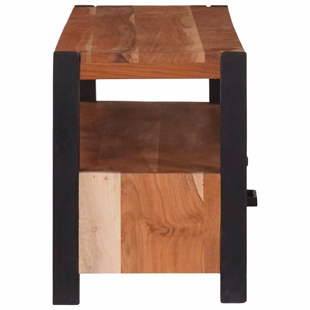 Berkfield Brown Acacia Wood Home Media Storage Cabinet, W: 110 cm, D: 30 cm, H: 40 cm – 3