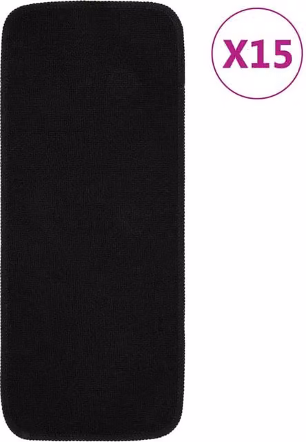 Berkfield Home Anti Slip Stair Mats, 15 Pack, Black Rectangular, W: 60 cm, D: 25 cm – 1