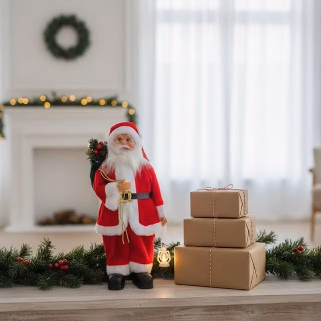 Smartbies Vintage Style Collectible Santa Figurine Set in Red, Height: 30.48 cm – 1