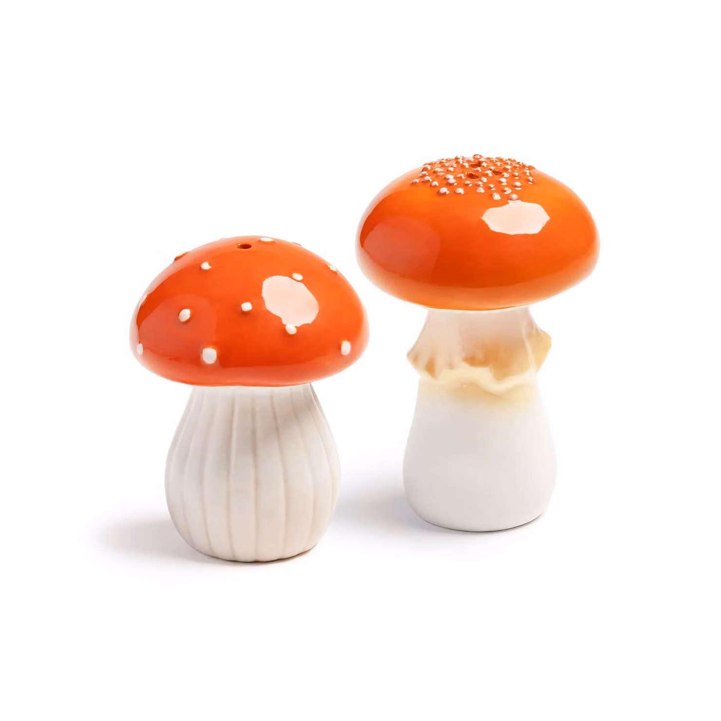 &Klevering Red Mushroom Ceramic Salt and Pepper Shakers