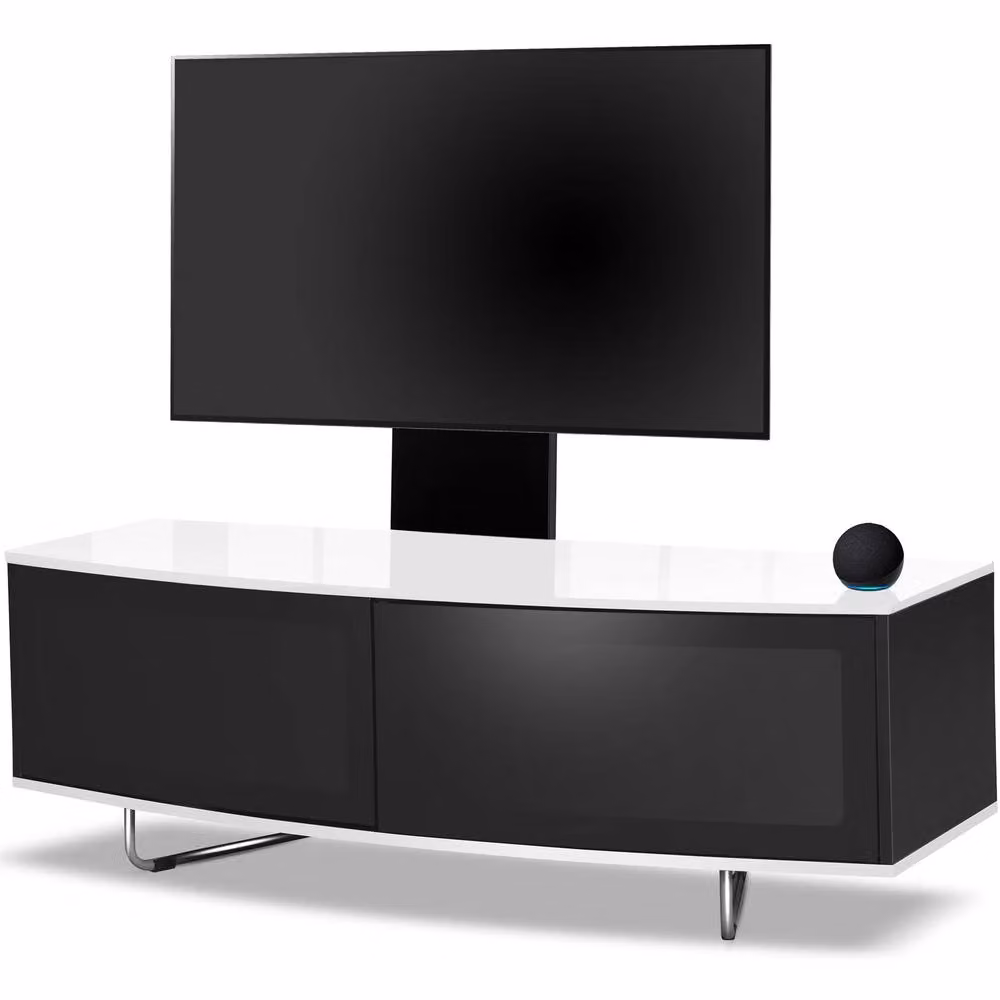 Centurion Supports CARU D-Shape Flat Screen TV Cabinet with Mounting Arm for 32-65 inch TVs, White and Multicolour, W: 120 cm, D: 39 cm, H: 43 cm – 3