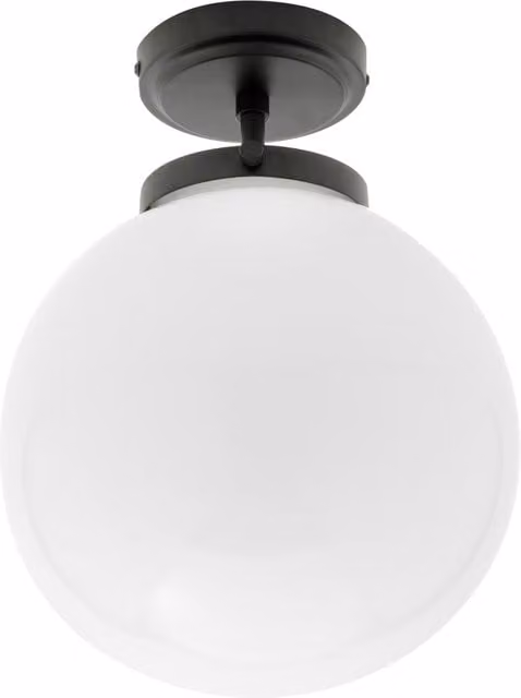 Litecraft Preston Modern Semi Flush Globe Ceiling Light with Glass Sphere in Black