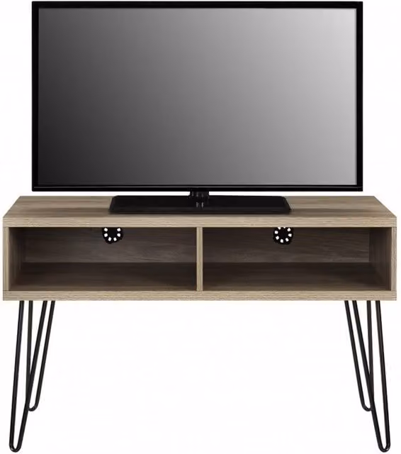 Dorel Home Owen Retro Oak TV Stand with Shelves in Brown