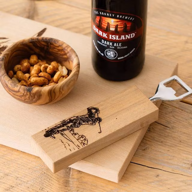 Selbrae House Golf Beech Wood Bottle Opener in Sand and Brown – 1